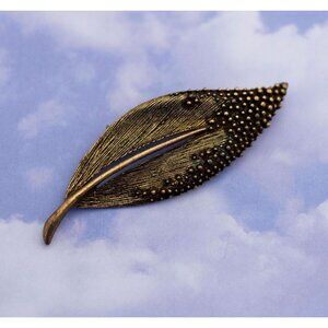 Vintage Art deco Brass/Bronze Metal Leaf Brooch by Liz Claiborne - S16